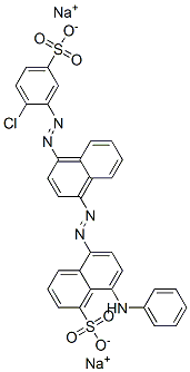 disodium 8-anilino-5-[[4-[(2-chloro-5-sulphonatophenyl)azo]naphthyl]azo]naphthalene-1-sulphonate Struktur