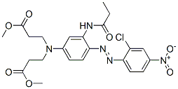 methyl N-[4-[(2-chloro-4-nitrophenyl)azo]-3-[(1-oxopropyl)amino]phenyl]-N-(3-methoxy-3-oxopropyl)-beta-alaninate Struktur