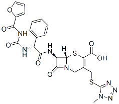 (7R)-7-[[(R)-[[[(2-Furoyl)amino]carbonyl]amino]phenylacetyl]amino]-3-[[(1-methyl-1H-tetrazol-5-yl)thio]methyl]cepham-3-ene-4-carboxylic acid Struktur