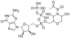 (N-(chloroacetylamino)-3,5-dihydroxy-2-morpholinyl)methyl guanosine triphosphate Struktur