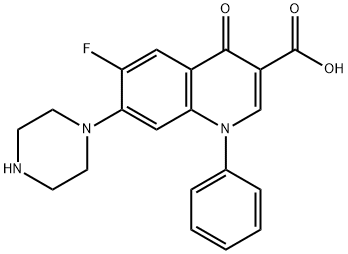 3-Quinolinecarboxylic acid, 6-fluoro-1,4-dihydro-4-oxo-1-phenyl-7-(1-p iperazinyl)- Struktur