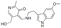 (4E)-5-(hydroxymethyl)-4-[[2-(5-methoxy-1H-indol-3-yl)ethylamino]methylidene]-2-methyl-pyridin-3-one Struktur