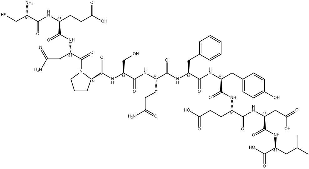 cysteinyl-glutamyl-asparaginyl-prolyl-serinyl-glutaminyl-phenylalanyl-tyrosyl-glutamyl-aspartyl-leucine Struktur