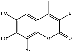 3,8-dibromo-6,7-dihydroxy-4-methyl-2H-chromen-2-one Struktur