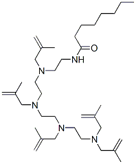 N-[14-methyl-3,6,9,12-tetrakis(2-methylallyl)-3,6,9,12-tetraazapentadec-14-en-1-yl]octanamide Struktur