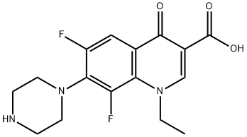 1-Ethyl-4-oxo-6,8-difluoro-7-piperazino-1,4-dihydroquinoline-3-carboxylic acid Struktur