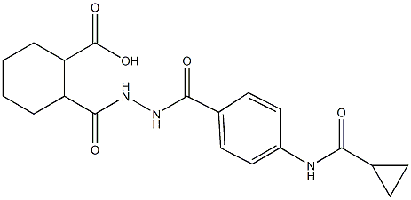 2-[(2-{4-[(cyclopropylcarbonyl)amino]benzoyl}hydrazino)carbonyl]cyclohexanecarboxylic acid Structure