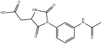 {1-[3-(Acetylamino)phenyl]-2,5-dioxoimidazolidin-4-yl}acetic acid Struktur