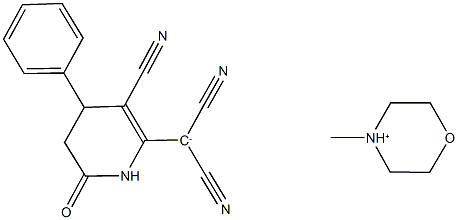 2-(3-CYANO-4-PHENYL-6-OXO-1,4,5,6-TETRAHYDRO-PYRIDIN-2-YL)-MALONONITRILE 4-METHYLMORPHOLINIUM SALT, 477762-37-1, 結(jié)構(gòu)式