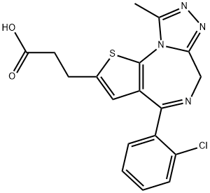 4-(2-Chlorophenyl)-9-methyl-6H-thieno[3,2-f][1,2,4]triazolo[4,3-a][1,4]diazepine-2-propanoic Acid Struktur