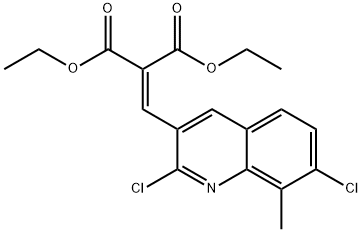 2,7-DICHLORO-8-METHYL-3-(2,2-DIETHOXYCARBONYL)VINYLQUINOLINE Struktur