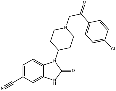 1-(1-(2-(4-chlorophenyl)-2-oxoethyl)piperidin-4-yl)-2-oxo-2,3-dihydro-1H-benzo[d]imidazole-5-carbonitrile Struktur