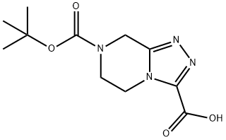 7-(tert-butoxycarbonyl)-5,6,7,8-tetrahydro-[1,2,4]triazolo[4,3-a]pyrazine-3-carboxylic acid Struktur