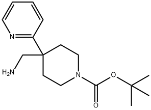 tert-butyl 4-(aminomethyl)-4-(pyridin-2-yl)piperidine-1-carboxylate Struktur