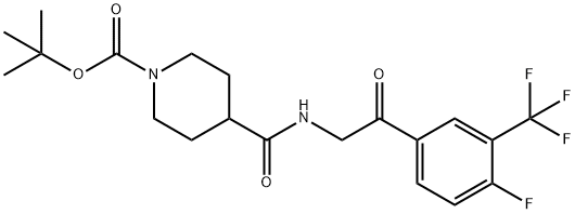 tert-butyl 4-(2-(4-fluoro-3-(trifluoromethyl)phenyl)-2-oxoethylcarbamoyl)piperidine-1-carboxylate Struktur