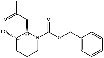 trans-N-Benzyloxycarbonyl 3-Hydroxy-2-(2-oxopropyl)piperidine Struktur