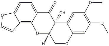 (1)Benzopyrano(3,4-B)furo(2,3-H)(1)benzopyran-6(6ah)-one,12,12A-dihydro-6A-hydroxy-8,9-dimethoxy-, (6ar-cis)- Struktur