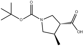 (3R,4R)-1-(tert-butoxycarbonyl)-4-methylpyrrolidine-3-carboxylic acid Struktur