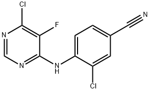 3-chloro-4-(6-chloro-5-fluoropyrimidin-4-ylamino)benzonitrile Struktur