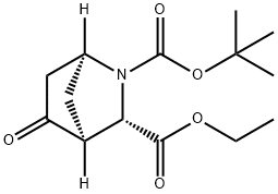 (1R,3S,4S)-2-tert-butyl 3-ethyl 5-oxo-2-azabicyclo[2.2.1]heptane-2,3-dicarboxylate Struktur