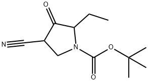 tert-butyl 4-cyano-2-ethyl-3-oxopyrrolidine-1-carboxylate Struktur