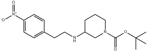 3-(4-nitrophenethylamino)piperidine-1-carboxylic acid tert butyl ester Struktur