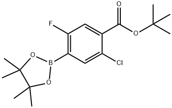 tert-Butyl 2-chloro-5-fluoro-4-(4,4,5,5-tetramethyl-1,3,2-dioxaborolan-2-yl)benzoate Struktur