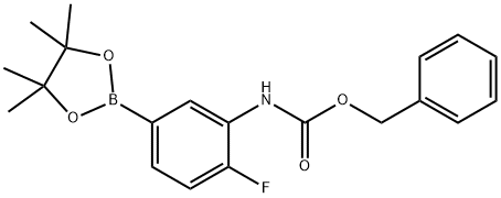 Benzyl 2-fluoro-5-(4,4,5,5-tetramethyl-1,3,2-dioxaborolan-2-yl)phenylcarbamate Struktur