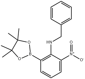 N-Benzyl-2-nitro-6-(4,4,5,5-tetramethyl-1,3,2-dioxaborolan-2-yl)aniline Struktur