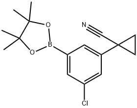 1-(3-Chloro-5-(4,4,5,5-tetramethyl-1,3,2-dioxaborolan-2-yl)phenyl)cyclopropanecarbonitrile Struktur