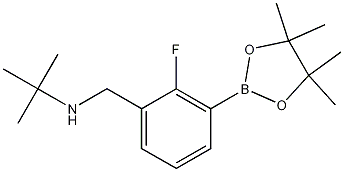 N-(2-Fluoro-3-(4,4,5,5-tetramethyl-1,3,2-dioxaborolan-2-yl)benzyl)-2-methylpropan-2-amine Struktur