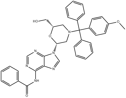 (2R-cis)-N-[9-[6-(Hydroxymethyl)-4-[(4-methoxyphenyl)diphenylmethyl]-2-morpholinyl]-9H-purin-6-yl]benzamide Struktur