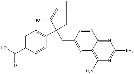 6-Pteridinepropanoic acid, 2,4-diamino-.alpha.-(4-carboxyphenyl)-.alpha.-2-propyn-1-yl- Struktur