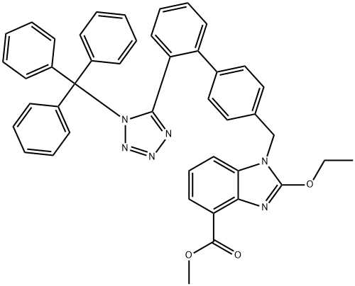 2-Ethoxy-1-[[2'-[1-(trityl)-1H-tetrazol-5-yl][1,1'-biphenyl]-4-yl]methyl]-1H-benzimidazole-4-carboxylic Acid Methyl Ester (Candesartan Impurity) Struktur