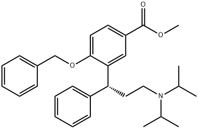 3-[(1R)-3-[Bis(1-methylethyl)amino]-1-phenylpropyl]-4-(phenylmethoxy)benzoic acid methyl ester Struktur