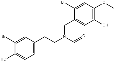 N-(3-Bromo-4-hydroxyphenethyl)-N-(2-bromo-5-hydroxy-4-methoxybenzyl)formamide Struktur