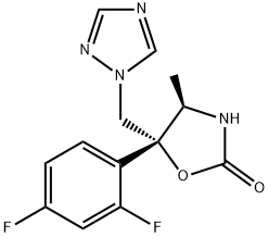 (4R,5R)-5-(2,4-Difluorophenyl)-4-methyl-5-(1H-1,2,4-triazol-1-ylmethyl)-2-oxazolidinone Struktur