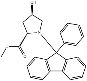 (4R, 2S)-4-Hydroxy-1-(9-phenyl-9H-fluoren-9-yl)-proline Methyl Ester Struktur