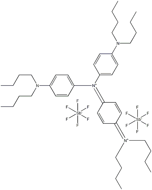 4-(Dibutylamino)-N-[4-(dibutylamino)phenyl]-N-[4-(dibutyliminio)-2,5-cyclohexadien-1-ylidene]benzenaminium hexafluoroantimonate(1-) Struktur