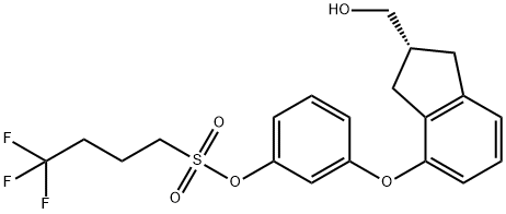 (R)-3-(2-(hydroxymethyl)-2,3-dihydro-1H-inden-4-yloxy)phenyl 4,4,4-trifluorobutane-1-sulfonate Struktur