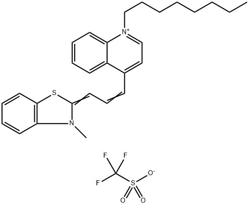 Quinolinium, 4-[3-(3-methyl-2(3H)-benzothiazolylidene)-1-propen-1-yl]-1-octyl-, 1,1,1-trifluoromethanesulfonate Struktur