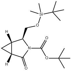 (1S,2S,5R)-3-Boc-2-[(tert-butyldimethylsilyloxy)methyl]-4-oxo-3-azabicyclo[3.1.0]hexane Struktur