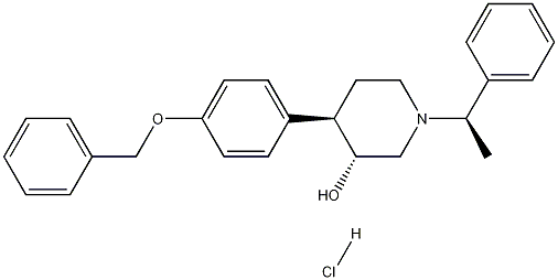 (3R,4R)-4-(4-(benzyloxy)phenyl)-1-((R)-1-phenylethyl)piperidin-3-ol hydrochloride Struktur