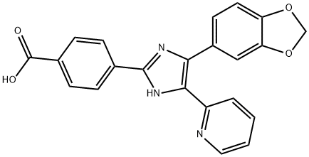 4-(4-(benzo[d][1,3]dioxol-5-yl)-5-(pyridin-2-yl)-1H-imidazol-2-yl)benzoic acid Struktur