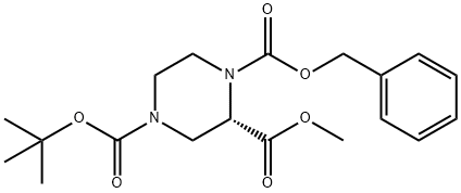 1,2,4-Piperazinetricarboxylic acid,4-(1,1-dimethylethyl)2-methyl1-(phenylmethyl)ester,(2S)- Struktur