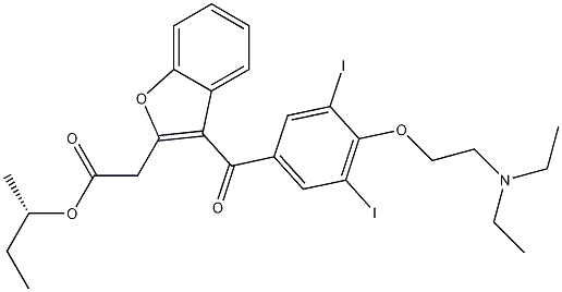 (2S)-Butan-2-yl 2-(3-[4-[2-(diethylamino)ethoxy]-3,5-diiodobenzoyl]-1-benzofuran-2-yl)acetate Struktur