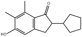 2-cyclopentyl-5-hydroxy-6,7-dimethyl-2,3-dihydro-1H-inden-1-one Struktur