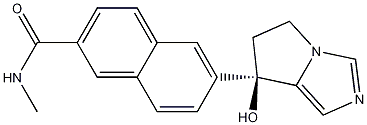 (R)-6-(7-hydroxy-6,7-dihydro-5H-pyrrolo[1,2-c]imidazol-7-yl)-N-methyl-2-naphthamide Struktur