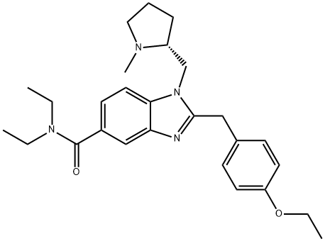 2-[(4-Ethoxyphenyl)methyl]-N,N-diethyl-1-[[(2R)-1-methyl-2-pyrrolidinyl]methyl]-1H-benzimidazole-5-carboxamide Struktur