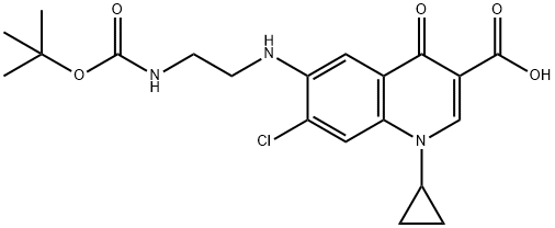 6-[(2-tert-Butoxycarbonylaminoethyl)amino]-7-chloro-1-cyclopropyl-1,4-dihydro-4-oxo-quinoline-3-carboxylic Acid Struktur